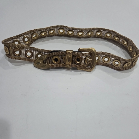 Vintage Express Gold Eyelet Metal Mesh Belt Sz.S main image 2